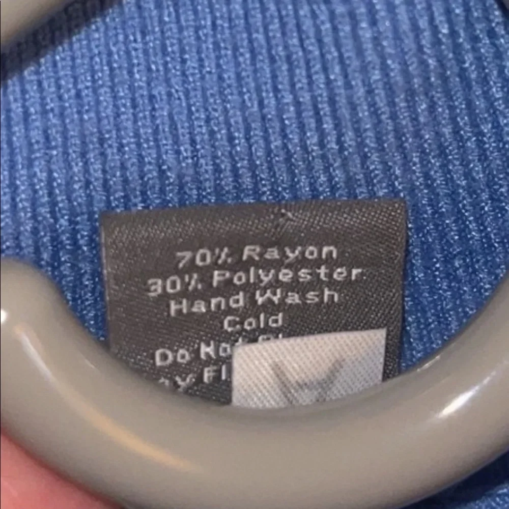 Ann Taylor Blue Sweater, Button Detail, Ribbed Neck. Perfect For Office - Picture 4 of 5